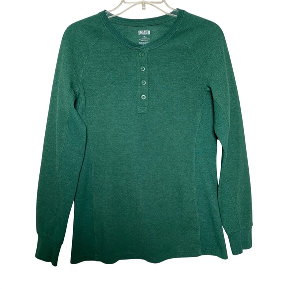 Duluth Trading Co Tops - Duluth Trading Co Womens Henley Extra Small Green Waffle Knit Long Sleeve Top